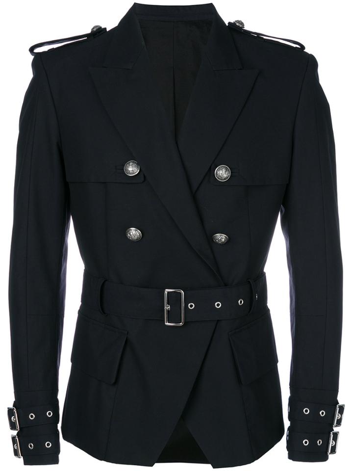 Balmain Double-breasted Military Blazer - Blue