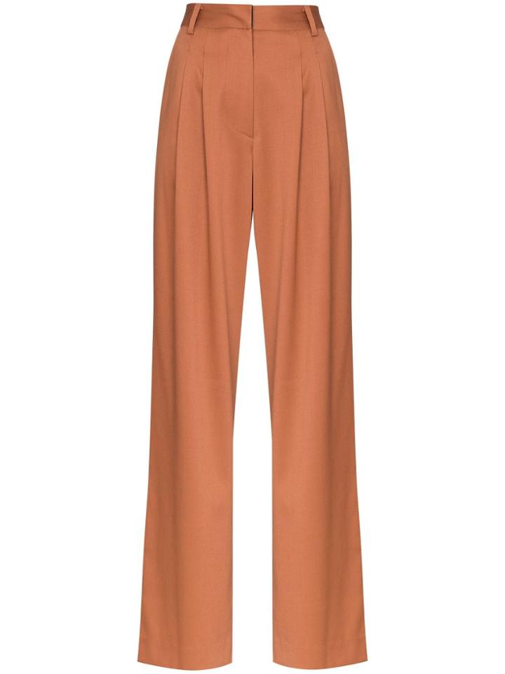 Low Classic Wide Leg Tailored Wool Trousers - Brown