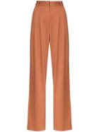 Low Classic Wide Leg Tailored Wool Trousers - Brown