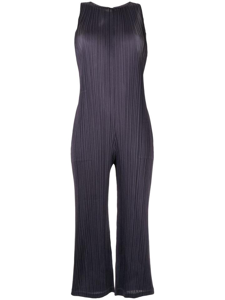 Pleats Please Issey Miyake Pleated Sleeveless Jumpsuit - Blue