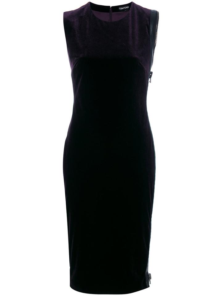 Tom Ford - Sleeveless Fitted Dress - Women - Silk/polyester/spandex/elastane/acetate - 42, Red, Silk/polyester/spandex/elastane/acetate