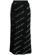 Balenciaga Logo Printed Pleated Skirt - Black