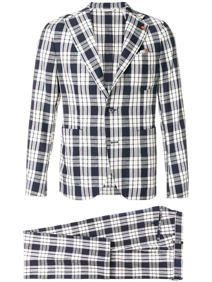Manuel Ritz Checked Suit - Blue