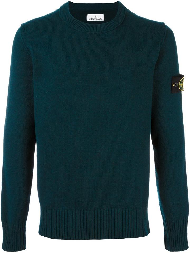 Stone Island Crew Neck Sweater, Men's, Size: Xl, Green, Nylon/wool