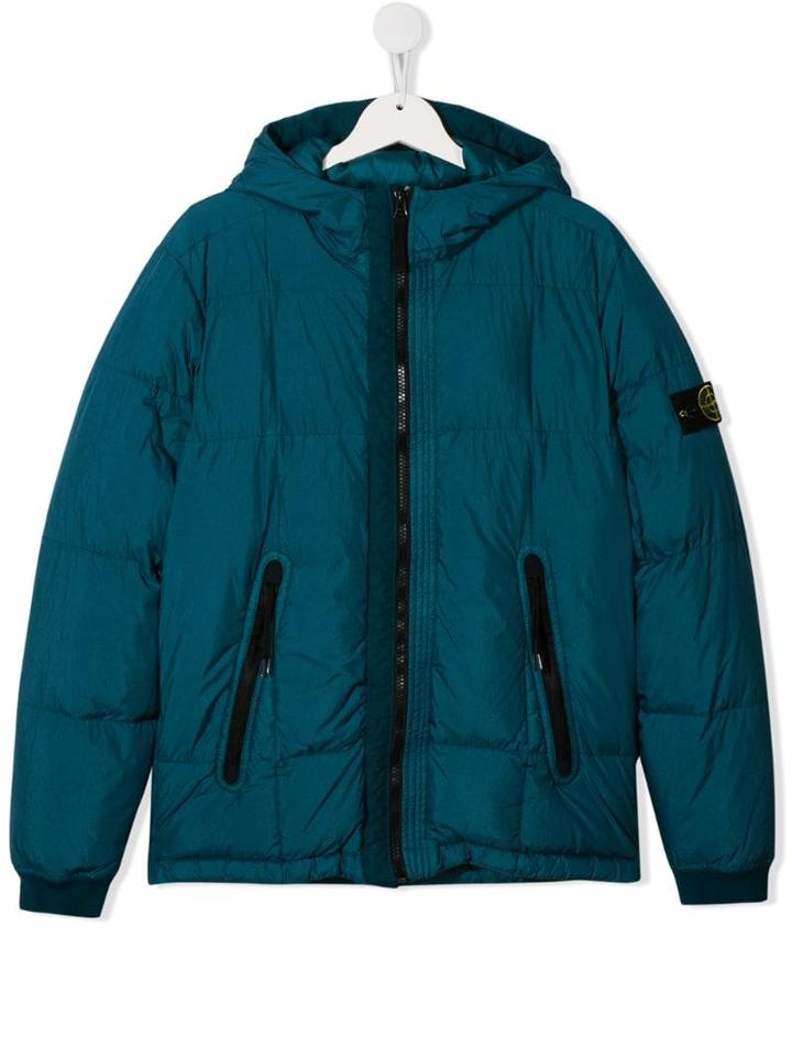 Stone Island Junior Logo Padded Jacket - Blue