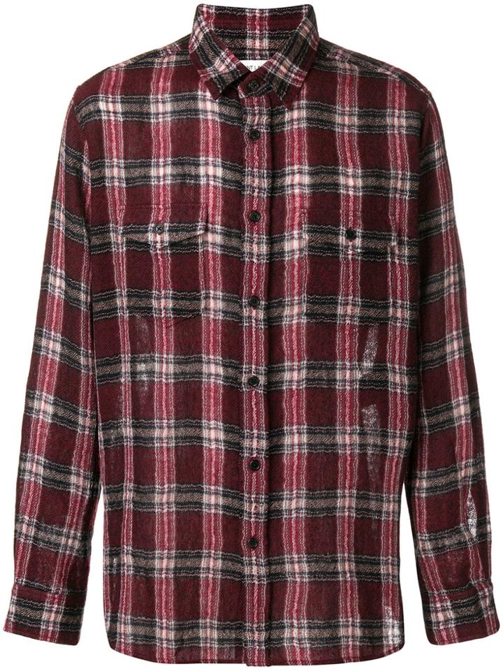 Saint Laurent Plaid Print Shirt - Red