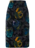 Floral Skirt, Women's, Size: 44, Blue, Emanuel Ungaro Vintage