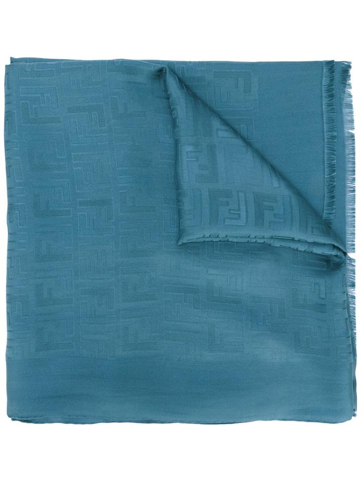 Fendi Logo Scarf, Women's, Green, Silk