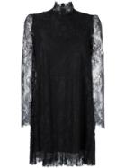 Philosophy Di Lorenzo Serafini Lace Overlay Pleated Back Dress, Women's, Size: 40, Black, Polyimide/polyamide