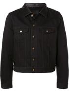 Saint Laurent Leather Collar Denim Jacket - Black