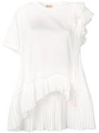 Nude Pleated Asymmetric Top - White