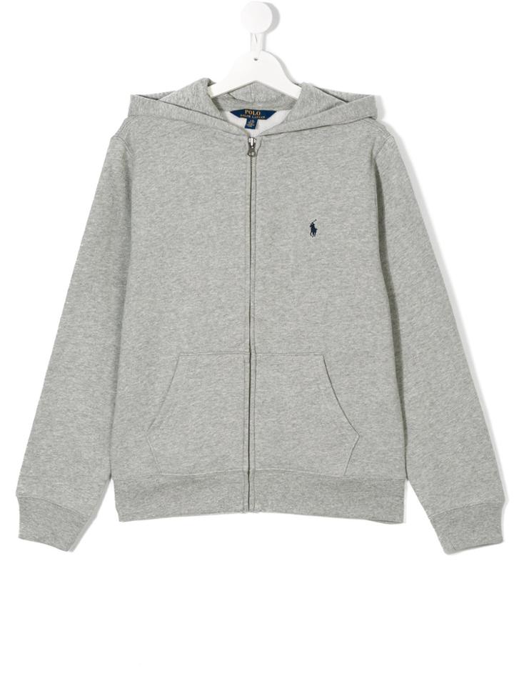 Ralph Lauren Kids Embroidered Logo Zipped Hoodie - Grey