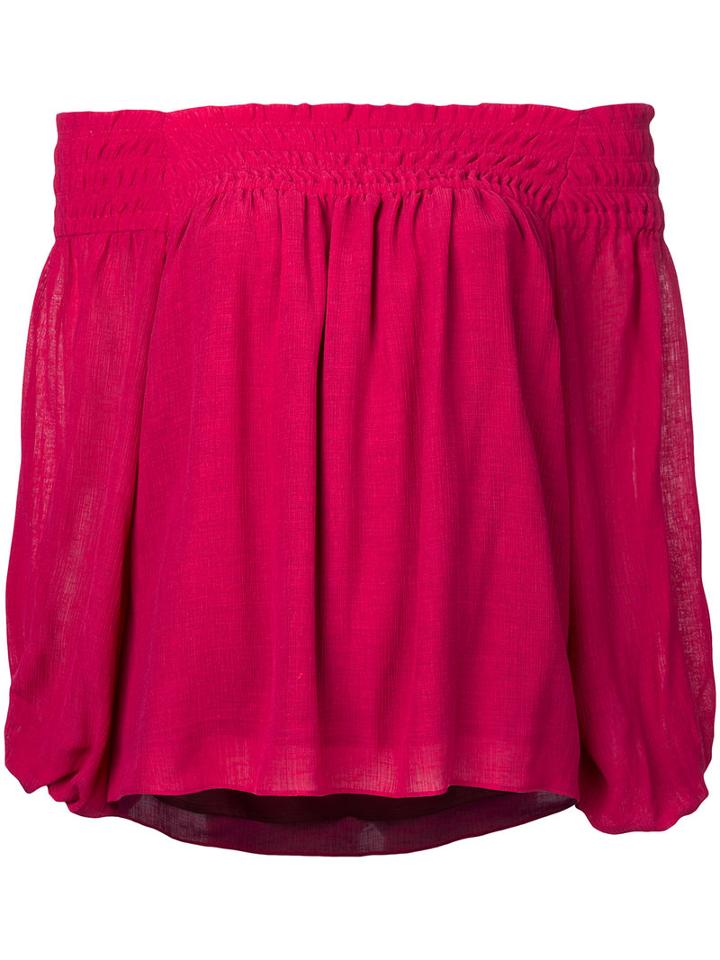 Estnation - Off-shoulder Blouse - Women - Rayon - 38, Pink/purple, Rayon