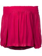Estnation - Off-shoulder Blouse - Women - Rayon - 38, Pink/purple, Rayon
