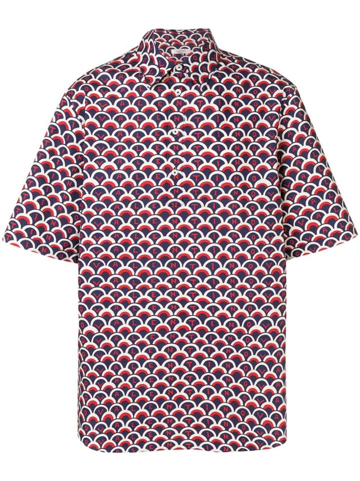 Valentino Scalloped Logo Print Shirt - Blue