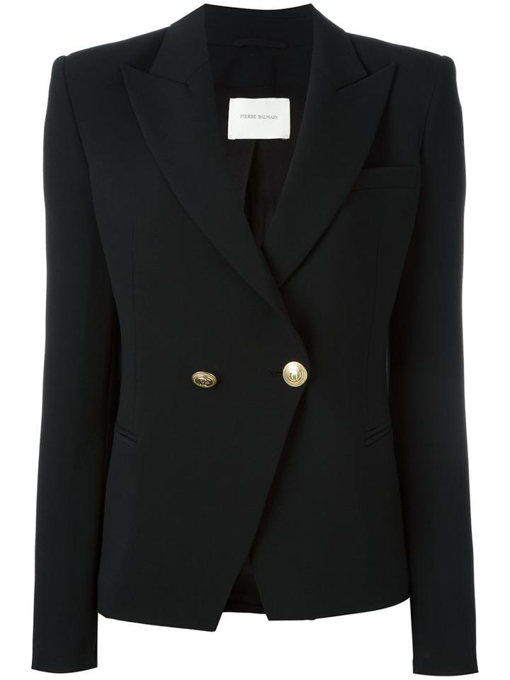 Pierre Balmain Peaked Lapels Blazer, Women's, Size: 38, Black, Viscose/spandex/elastane