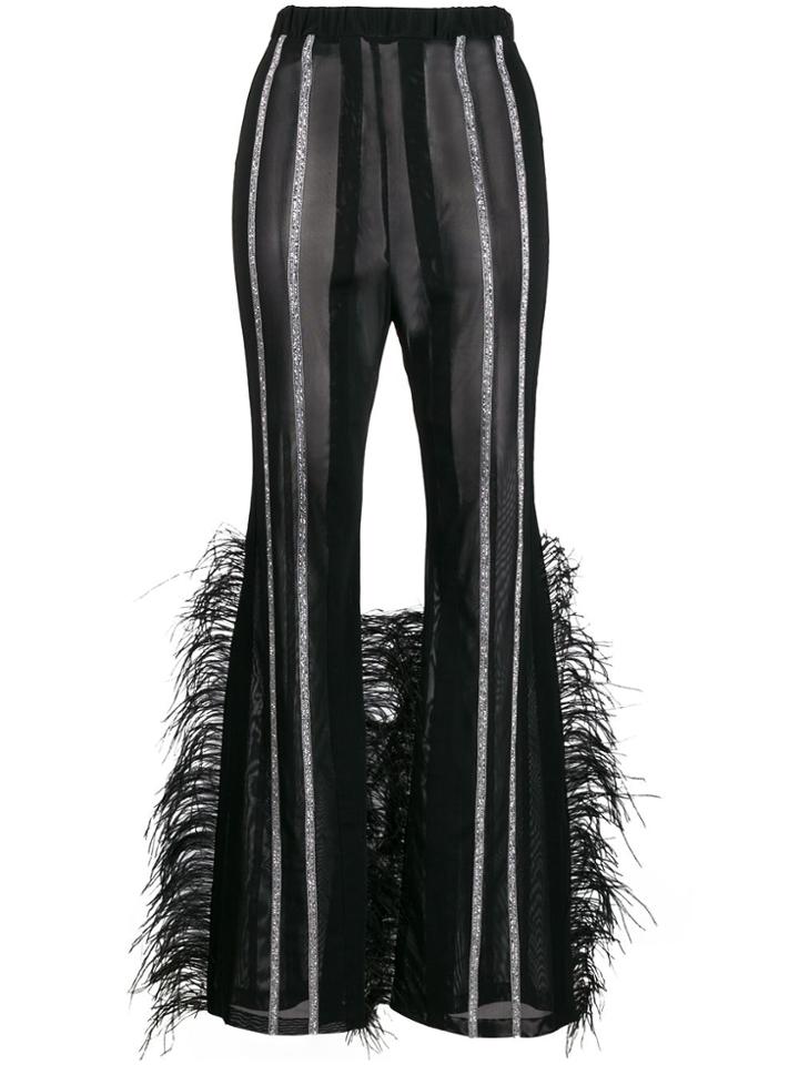 Loulou Beaded Stripe Wide-leg Trousers - Black