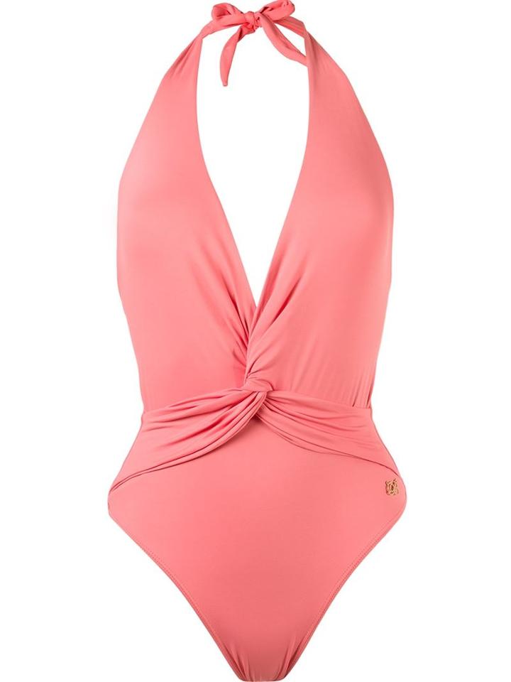 Brigitte Deep V-neck Wrapped Bodysuit, Women's, Size: Medium, Pink/purple, Polyamide/spandex/elastane