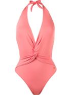 Brigitte Deep V-neck Wrapped Bodysuit, Women's, Size: Medium, Pink/purple, Polyamide/spandex/elastane