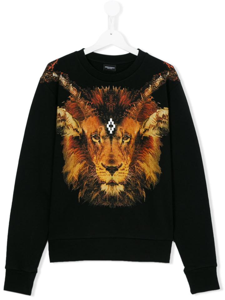 Marcelo Burlon County Of Milan Kids Lion Head Print Sweatshirt, Boy's, Size: 14 Yrs, Black