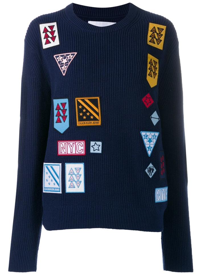 Calvin Klein Jeans Logo Patch Sweater - Blue