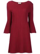 Fendi Longsleeved Ribbed Dress, Women's, Size: 40, Red, Viscose/polyester