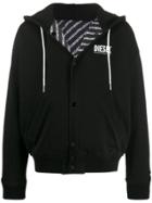Diesel Reversible Fleece Hooded Jacket - Black