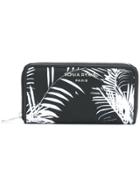 Sonia Rykiel Palm Print Zip Around Wallet - Black