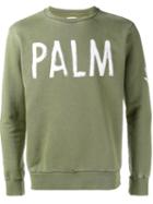 Palm Angels Palm Print Sweatshirt, Men's, Size: Small, Green, Cotton