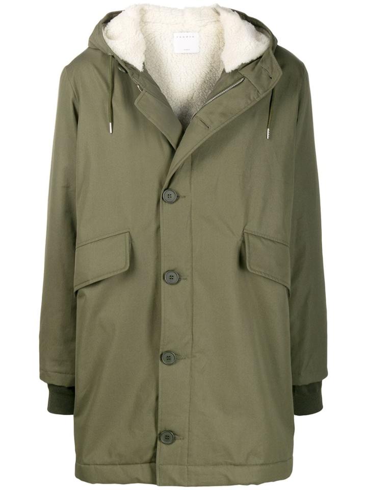 Sandro Paris Minimal Parka Coat - Green