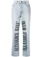 T By Alexander Wang Cult Logo-embroidered Jeans - Blue