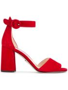 Prada Block Heel Sandals - Red