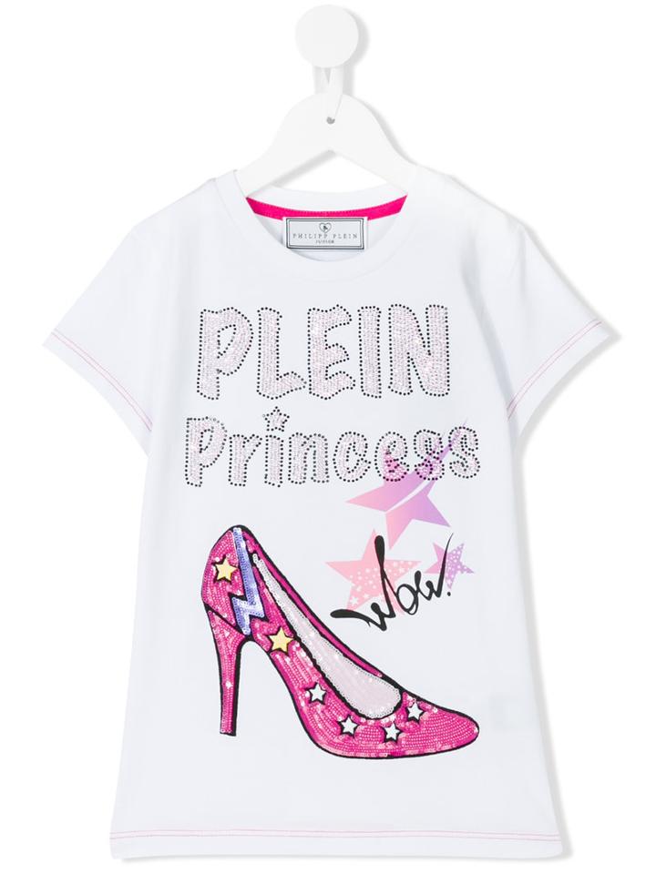 Philipp Plein Kids - Princess Shoe Print T-shirt - Kids - Cotton/spandex/elastane - 8 Yrs, White, Cotton/spandex/elastane