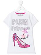 Philipp Plein Kids - Princess Shoe Print T-shirt - Kids - Cotton/spandex/elastane - 8 Yrs, White, Cotton/spandex/elastane