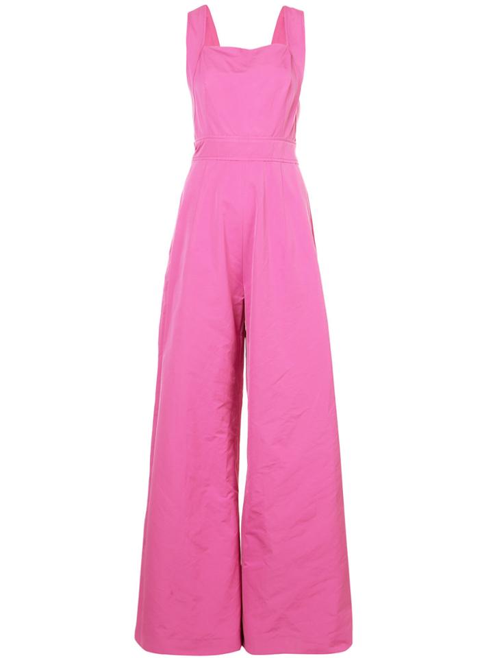 Oscar De La Renta Flared Tailored Jumpsuit - Pink & Purple