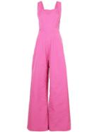 Oscar De La Renta Flared Tailored Jumpsuit - Pink & Purple