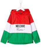 Moschino Kids Teen Logo Print Hooded Jacket - Red