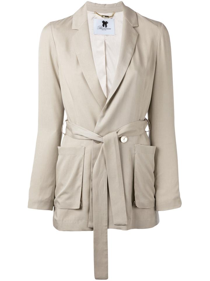 Blumarine - Waist-tie Jacket - Women - Lyocell/acetate/polyester - 38, Nude/neutrals, Lyocell/acetate/polyester