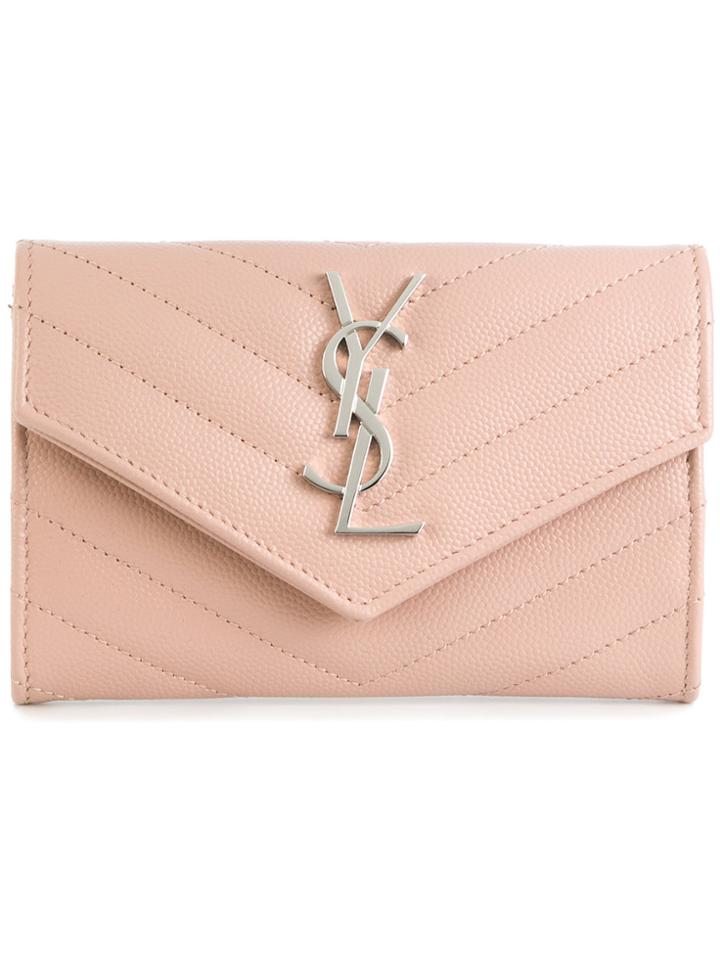 Saint Laurent Quilted Wallet - Pink & Purple
