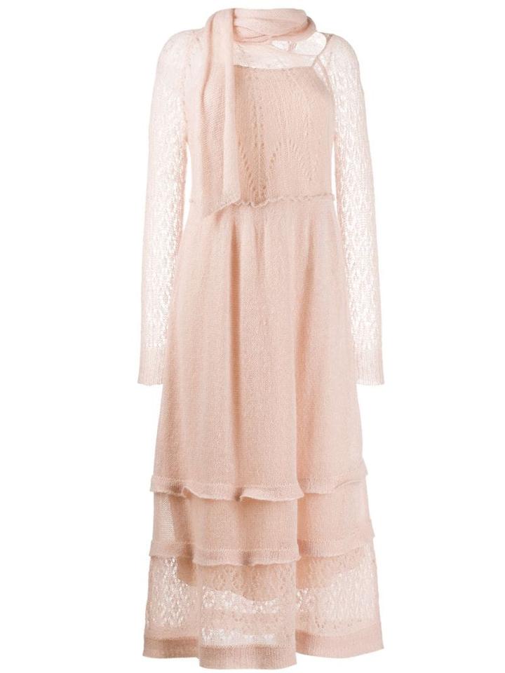 Red Valentino Knitted Frill Dress - Neutrals