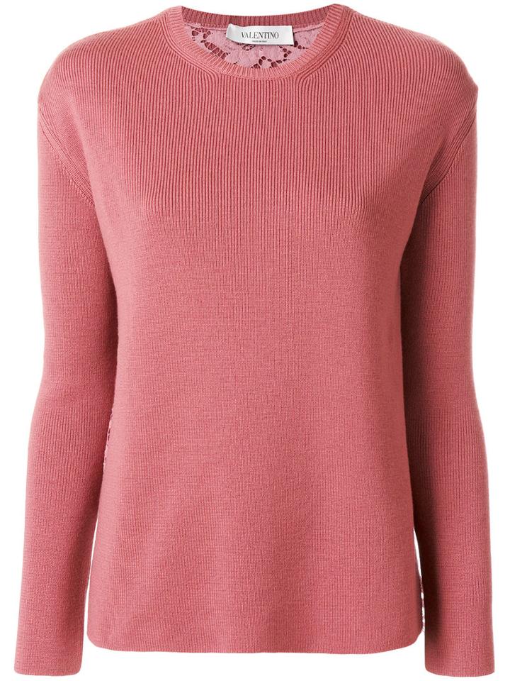 Valentino - Lace Back Sweater - Women - Cotton/polyamide/viscose/virgin Wool - M, Pink/purple, Cotton/polyamide/viscose/virgin Wool