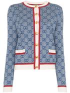Gucci Gg Supreme Knit Cardigan - Blue