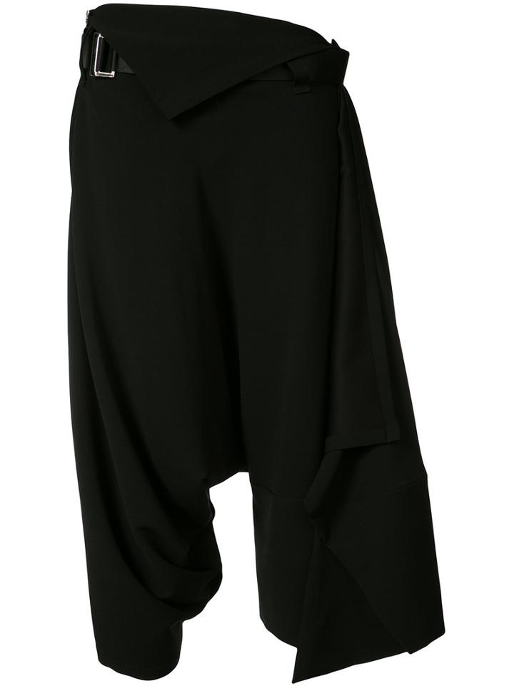 132 5. Issey Miyake - Drop-crotch Draped Shorts - Women - Polyester/triacetate - 2, Black, Polyester/triacetate