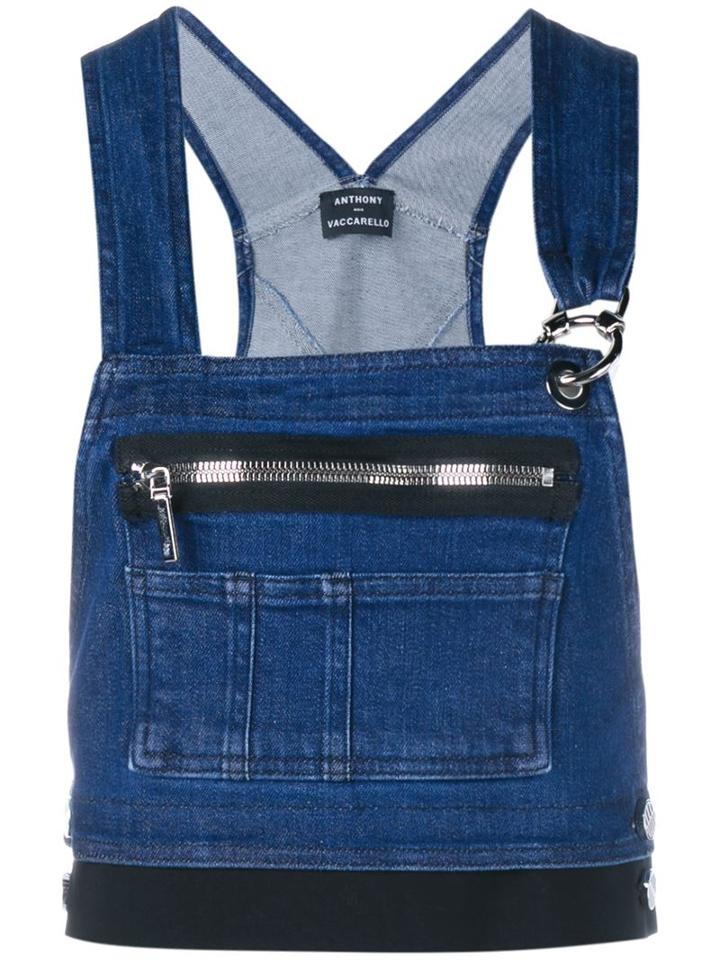 Anthony Vaccarello Denim Dungaree Top