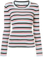 Sonia Rykiel Striped Ribbed Knit Sweater - Neutrals