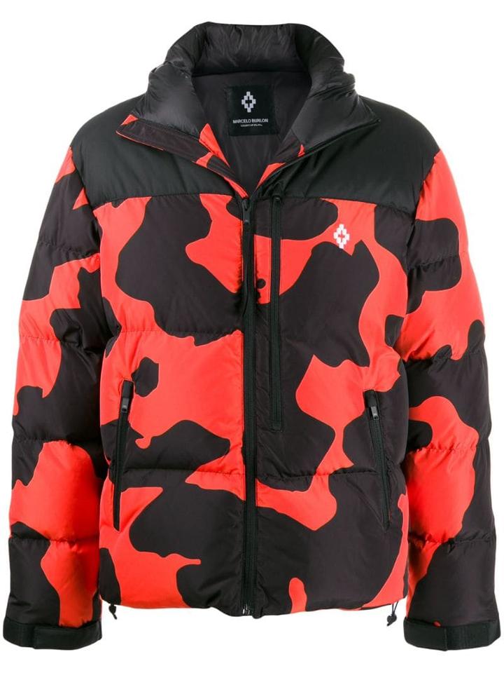 Marcelo Burlon County Of Milan Patterned Padded Jacket - Orange