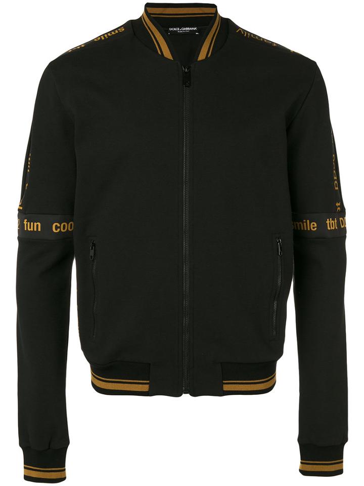 Dolce & Gabbana - Iconic Banded Bomber Jacket - Men - Cotton/polyamide/spandex/elastane - 50, Black, Cotton/polyamide/spandex/elastane