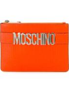 Moschino Logo Plaque Clutch, Women's, Yellow/orange