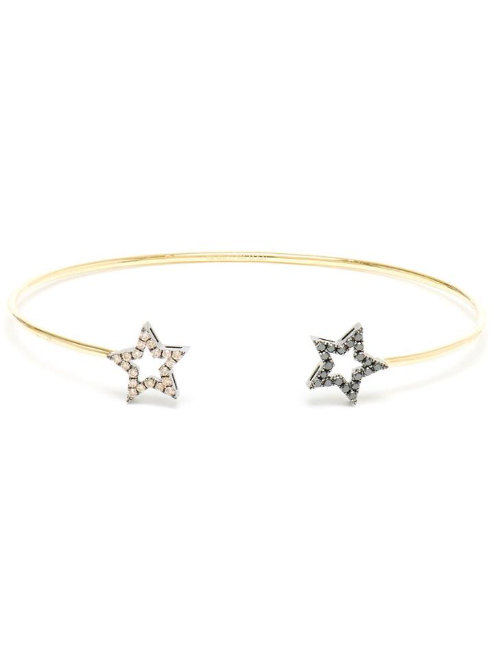 Rosa De La Cruz Diamond Double Star Bangle - Black