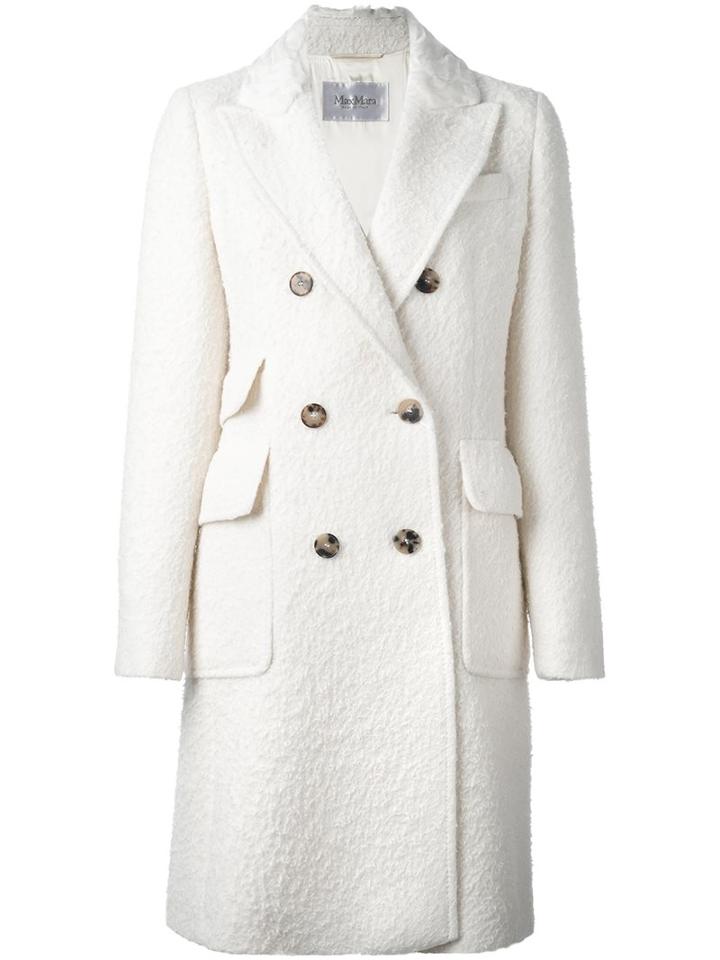 Max Mara Double Breasted Coat, Women's, Size: 40, White, Acetate/cupro/alpaca/virgin Wool